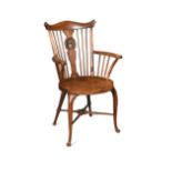 A mahogany stick back armchair, 19th century,
