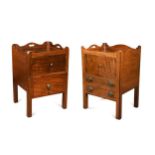A matched pair of George III mahogany tray top night cupboards,
