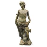 A large bronze garden statue of Apollo the hunter, 20th century,
