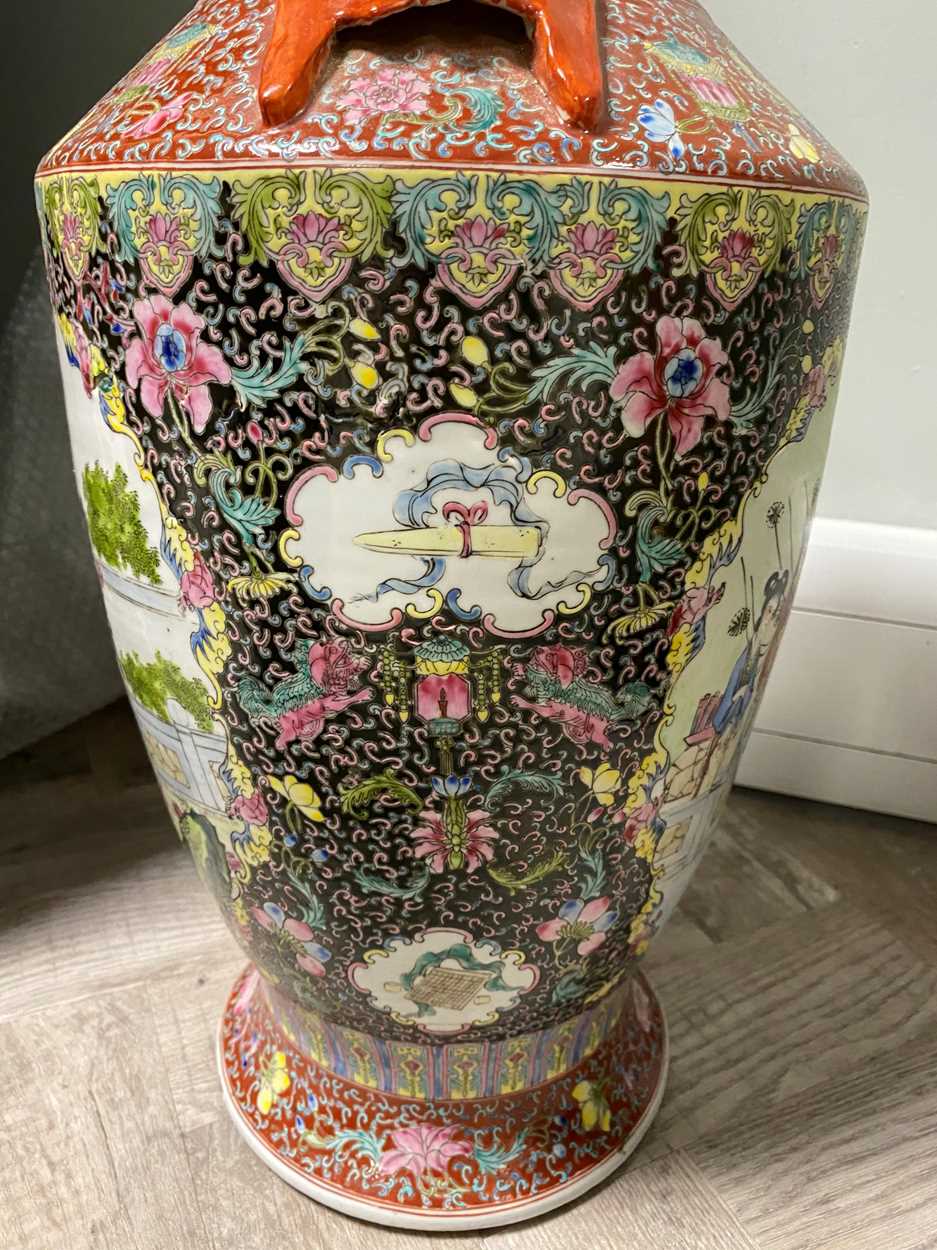 A Chinese famille rose porcelain baluster vase, late 20th century, - Image 12 of 17