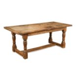 An oak refectory table, 20th century,