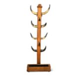 A late Victorian oak and horn hat stand,