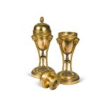 A pair of French gilt bronze cassolettes, 19th century,