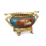 A Japanese cloisonné enamel and ormolu mounted jardinière,