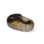 A Chinese carved agate small chilong large bead, late Qing Dynasty,