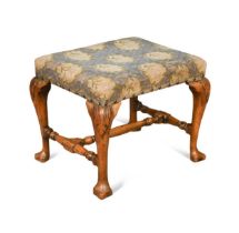 A George II style walnut stool, 19th century,