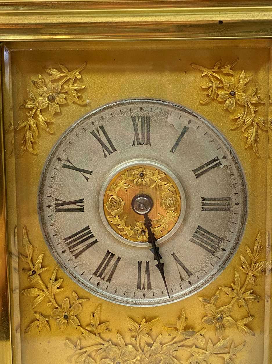 A French lacquered brass repeating carriage clock, early 20th century, - Image 3 of 10