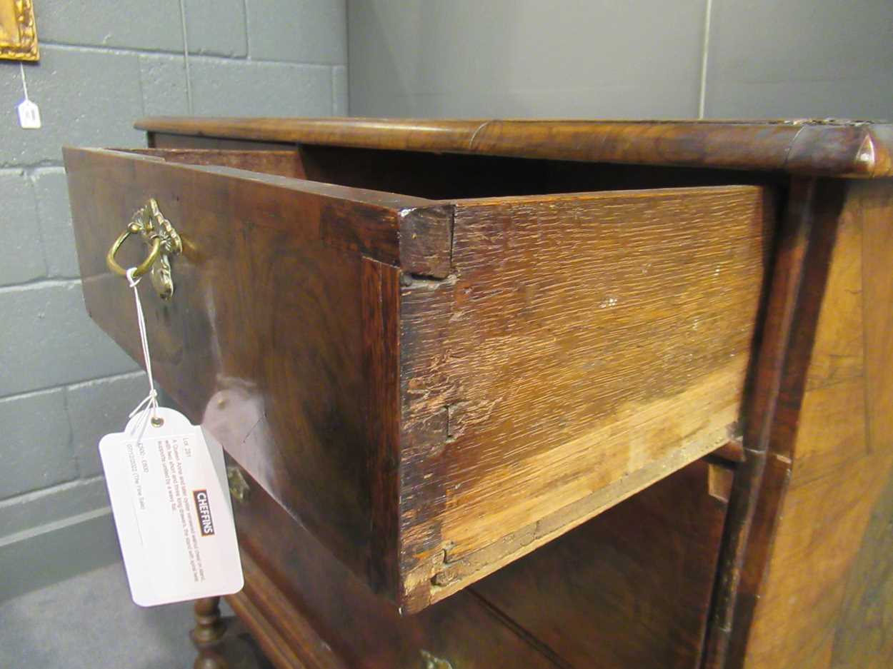 A Queen Anne and later oyster veneered walnut chest on stand, - Bild 12 aus 20