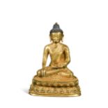 A Chinese gilt bronze figure of Buddha seated in meditation,
