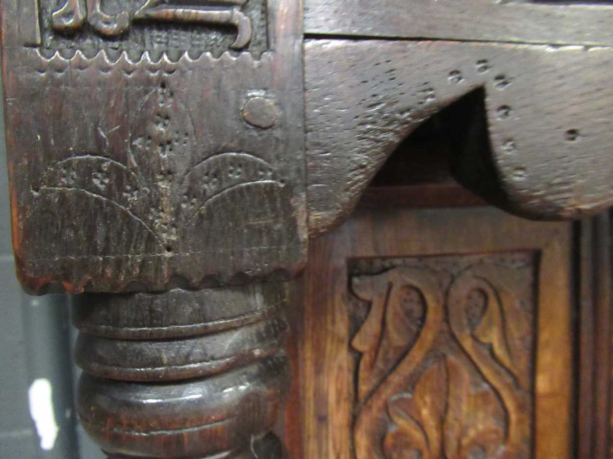 An oak court cupboard, 17th century and later, - Image 10 of 16
