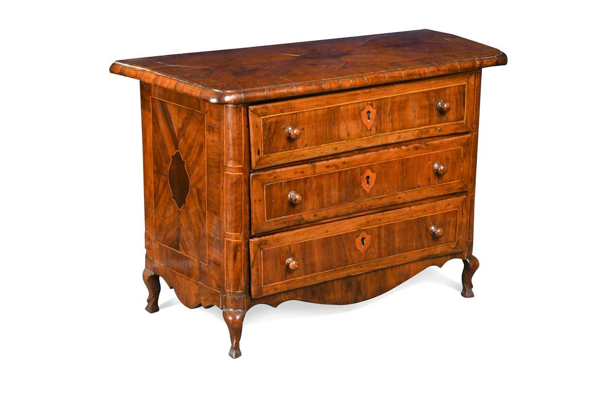 An olive wood miniature chest of drawers, late 18th century, probably Maltese,