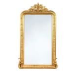 A French Empire style giltwood overmantel mirror, 19th century,