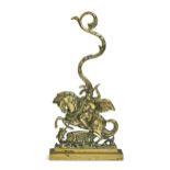 A brass door stop, 19th century,