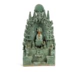 A Chinese celadon glazed Guanyin shrine in Ming Style,