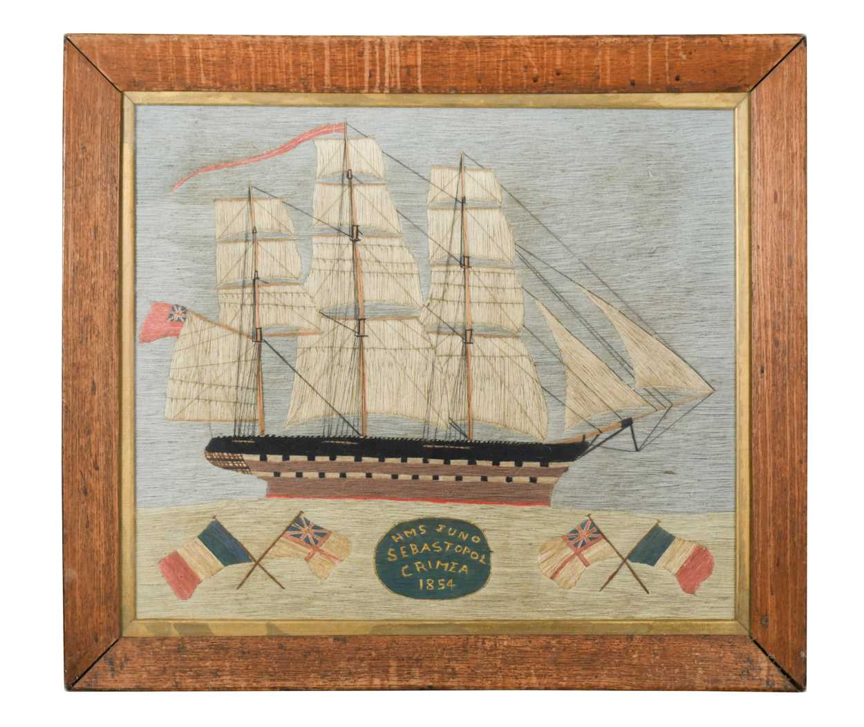 A woolwork picture of HMS Juno, Sebastopol, Crimea, 1854,