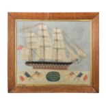 A woolwork picture of HMS Juno, Sebastopol, Crimea, 1854,