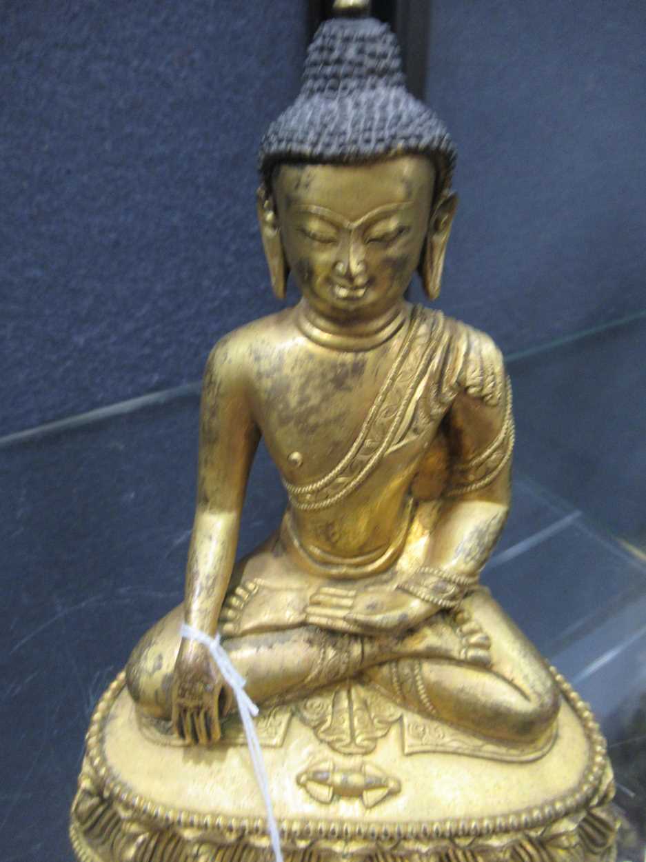 A Chinese gilt bronze figure of Buddha seated in meditation, - Image 13 of 13