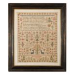 Mary Ann Semple, an embroidered sampler, 1851,