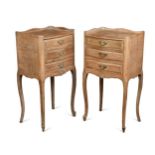 A pair of French provincial bleached oak bedside cabinets, 20th century,