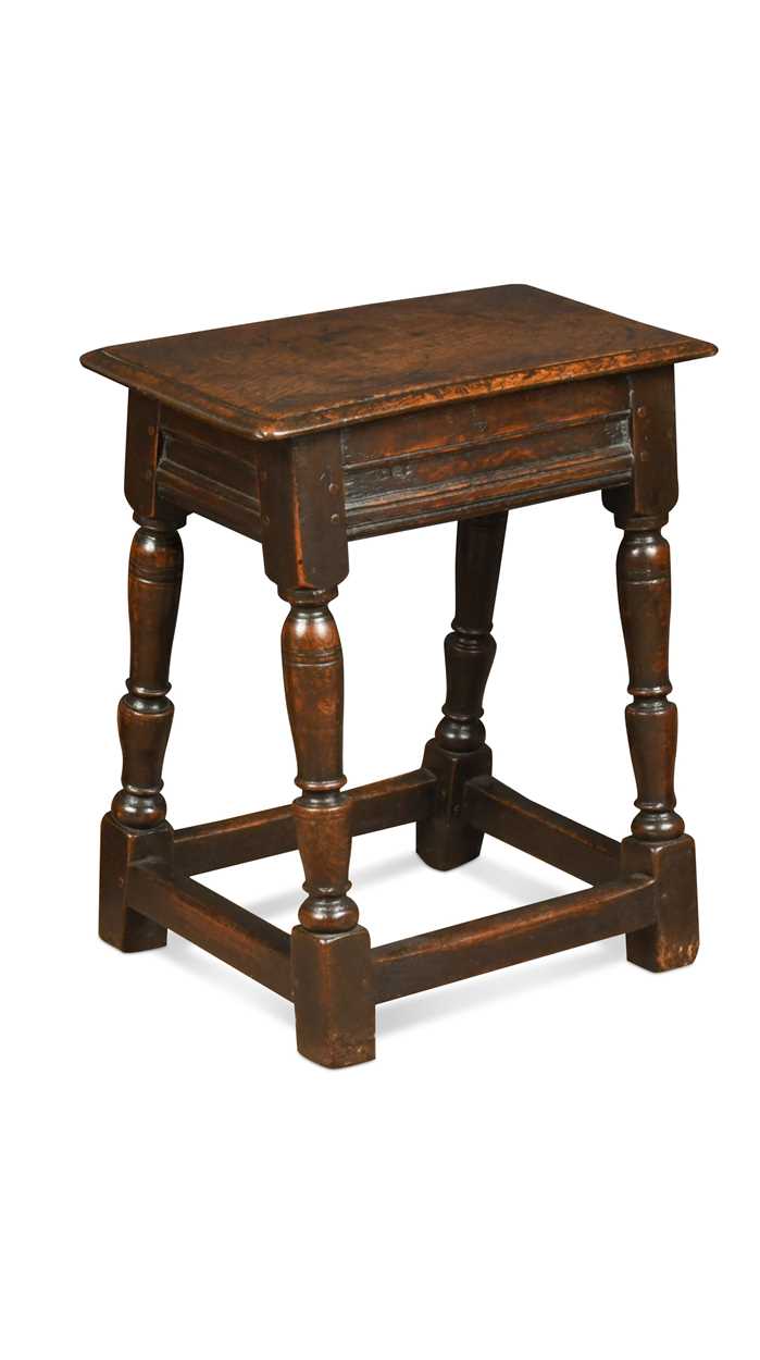 An oak joint stool, late 17th century,