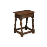 An oak joint stool, late 17th century,