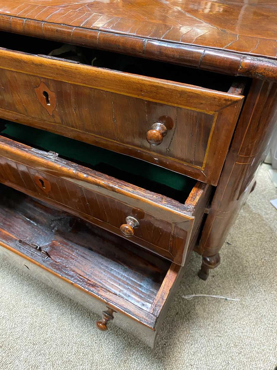 An olive wood miniature chest of drawers, late 18th century, probably Maltese, - Image 4 of 21