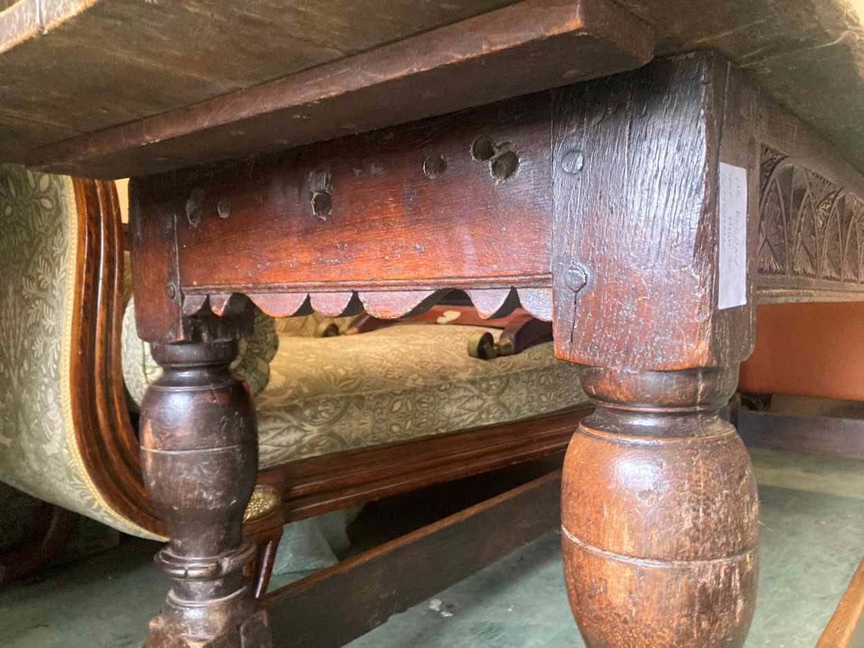 An oak refectory table, 17th century and later, - Image 2 of 4