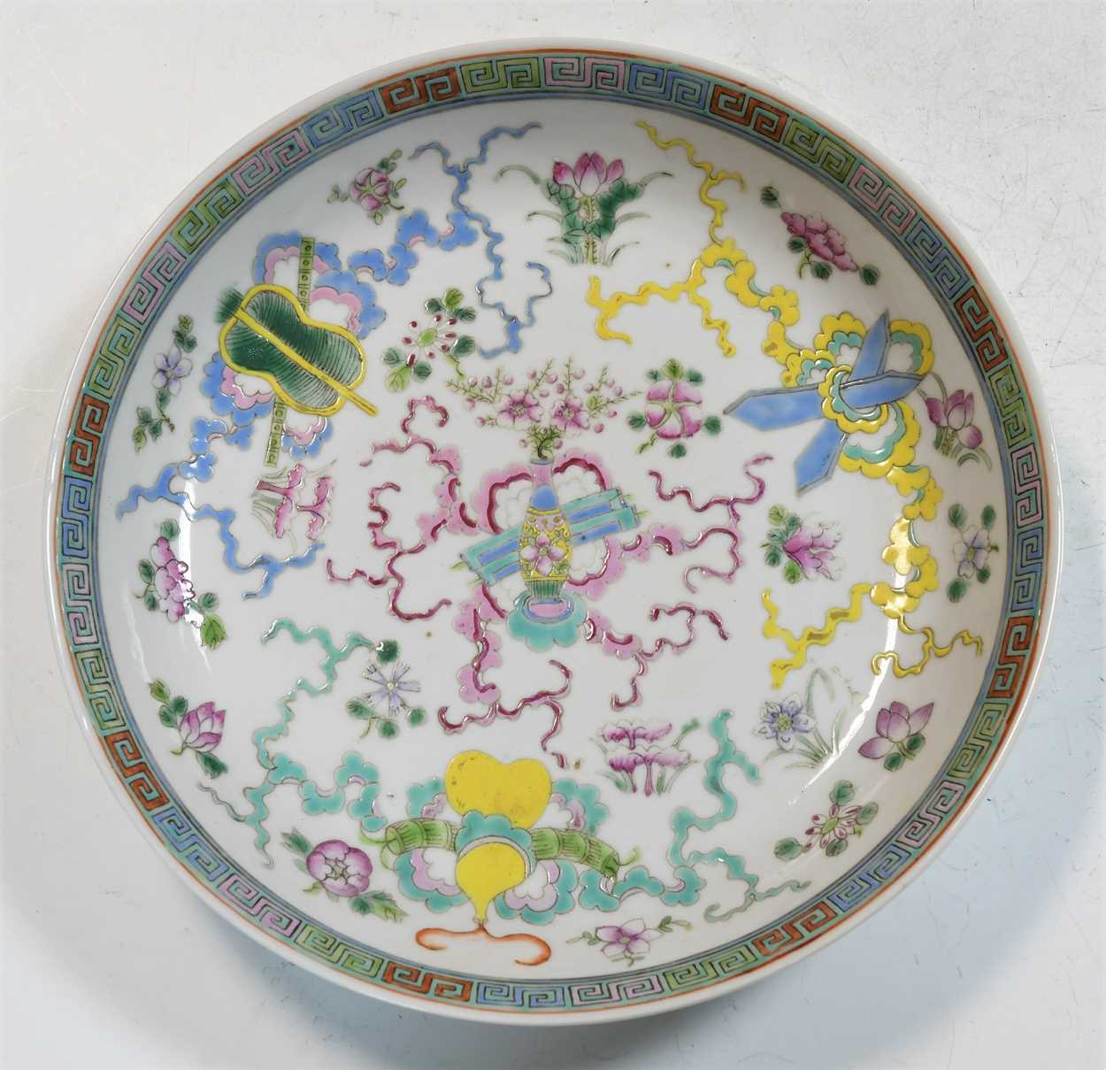 A Chinese famille rose saucer dish, Republic Period, - Image 2 of 8