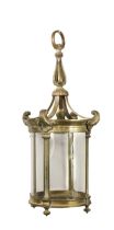 A neoclassical style brass hall lantern, 20th century,