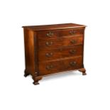 A mahogany chest of drawers, mid-18th century,