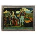 Prince Leopold and Princess Charlotte, a reverse glass mezzotint, 19th century,