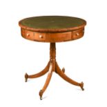 A Regency style drum top library table of small proportions, 20th century,