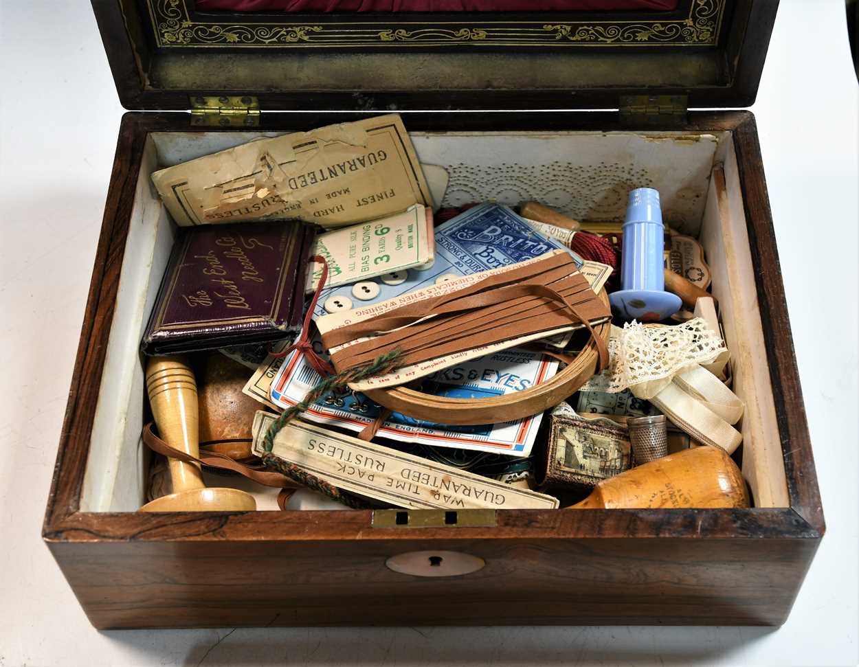 A Victorian rosewood fitted sewing box, - Image 4 of 20