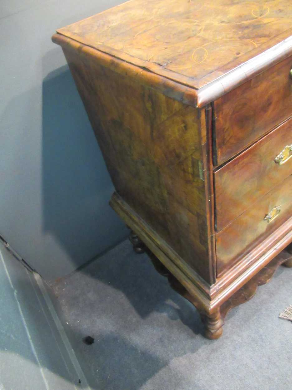 A Queen Anne and later oyster veneered walnut chest on stand, - Image 3 of 20