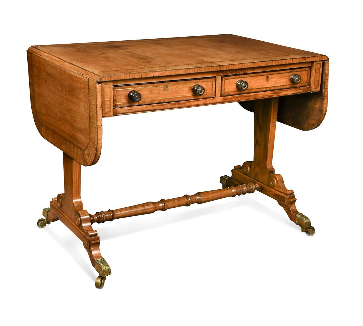 A Regency style mahogany and brass line inlaid sofa table, late 19th century, - Image 3 of 4