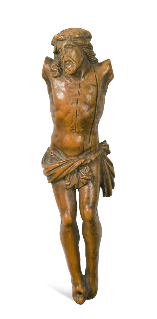 A Continental boxwood carving of Christ crucified, probably 17th or 18th century,