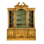 A George III style chinoiserie lacquered bookcase, 20th century,