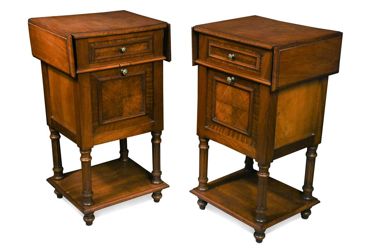 A pair of French mahogany bedside cabinets, 20th century,