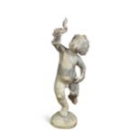 A lead garden figure of the infant Hercules strangling a snake,