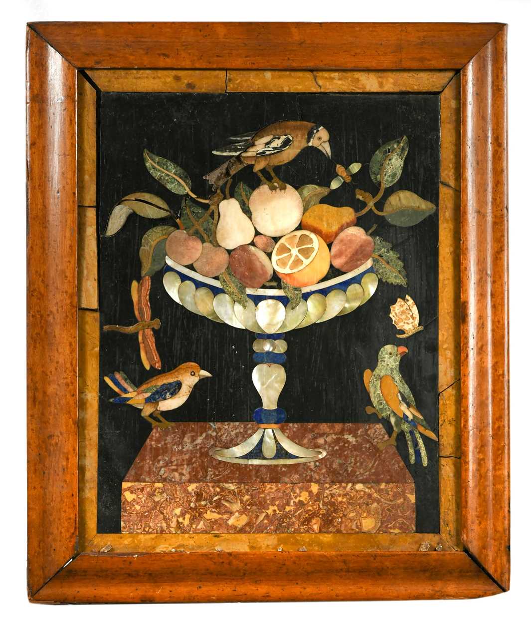 A pietra dura rectangular plaque, 19th century,