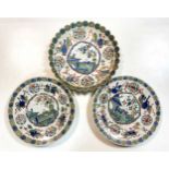 A pair of Chinese famille verte dinner plates, Qing Dynasty, Kangxi (1662-1722),