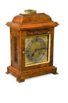 A Queen Anne style walnut mantel clock, early 20th century,