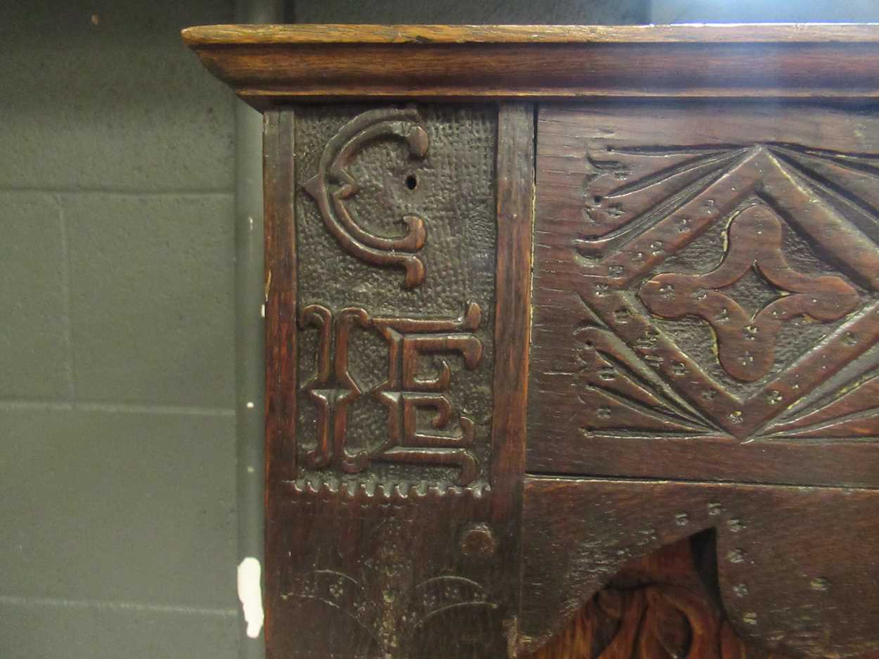 An oak court cupboard, 17th century and later, - Image 3 of 16