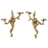 A pair of gilt-bronze wall lights in the Rococo manner, 19th century,