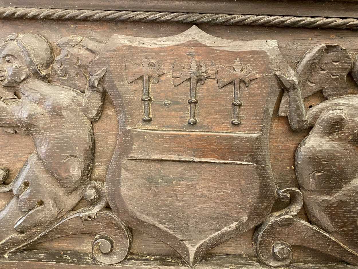 A Tudor carved oak coat of arms, - Image 3 of 11