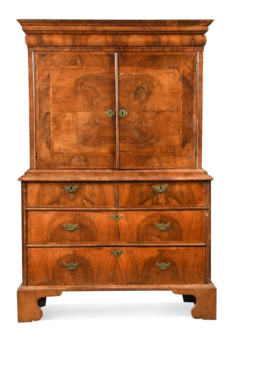 A George I walnut cabinet on chest, - Image 2 of 16