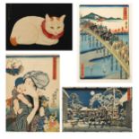 A collection of sixteen Japanese woodblock prints,