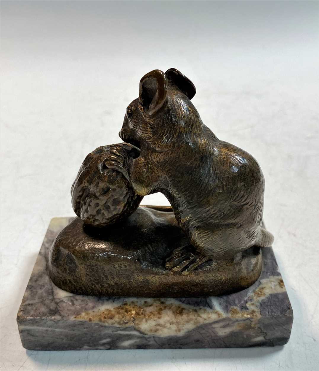 After Clovis Edmund Masson (1838-1913), a bronze study of a mouse gnawing a walnut, - Image 2 of 10