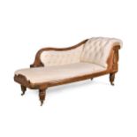 A mahogany framed chaise longue in the manner of Gillows, 19th century,