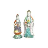 A Chinese porcelain standing Guanyin with child, Qing Dynasty, 19th century,